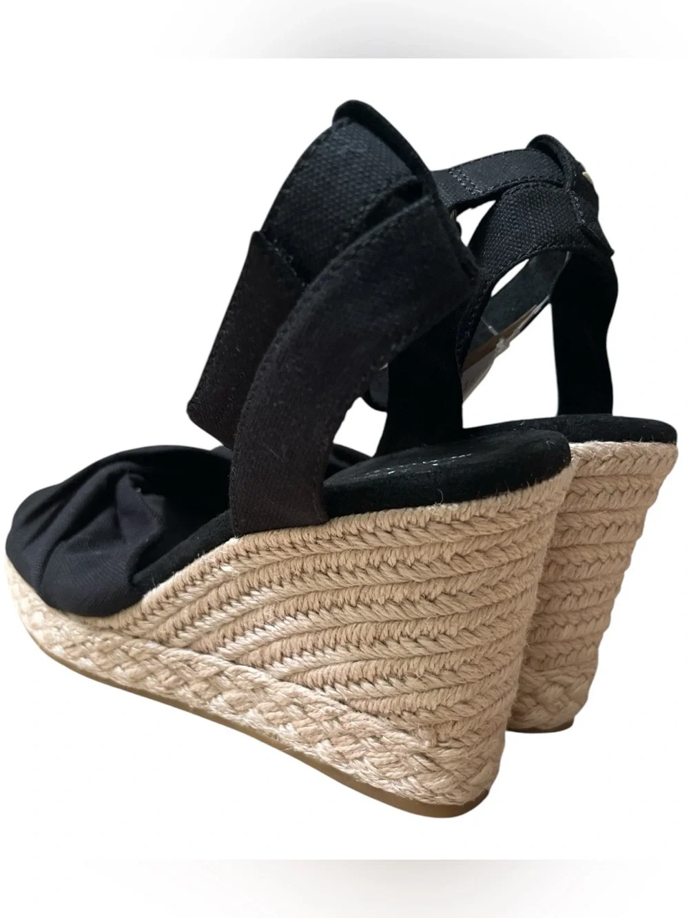 TOMS Marisela Black Slubby Woven Espadrille Wedge Sandals NWT Size 8